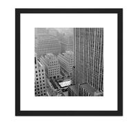 Artery8 New York Rockefeller Center Ice Skate From Above 8X8 Inch Square Wooden Framed Wall Art Print Picture with Mount in Black Artery8 Black