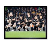 Artery8 New Zealand Rugby Legends World Cup Haka Photo Art Print Framed Poster Wall Decor 12x16 inch