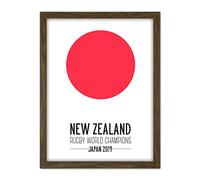 Artery8 New Zealand Rugby World Champions 2019 Japan Artwork Framed Wall Art Print 18X24 Inch