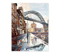 Newcastle Tyne Bridge Abstract Cityscape England Wall Art Print Artery8 Brown W24 inch x H32 inch