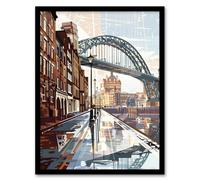 Artery8 Newcastle Tyne Bridge Abstract Cityscape England Wall Art Print - A4 Size