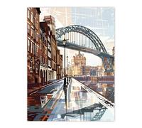 Newcastle Tyne Bridge Abstract Cityscape England Wall Art Print Artery8 Brown W24 inch x H32 inch