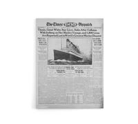 Artery8 Newspaper Front Page 1912 Titanic Disaster Canvas Wall Art Print in Grey | Size: W24" x H32" Artery8 Grey W24" x H32"