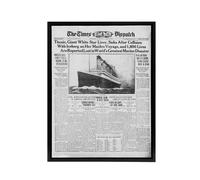 Artery8 Newspaper Front Page 1912 Titanic Disaster Framed Canvas Wall Art Print in Grey | Size: W12" x H16" Artery8 Grey W12" x H16"