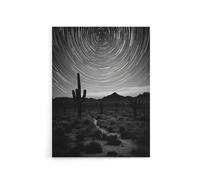 Artery8 Night Sky Stars Time Lapse Over Desert Cactus Canvas Wall Art Print in Grey | Size: W24" x H32" Artery8 Grey W24" x H32"