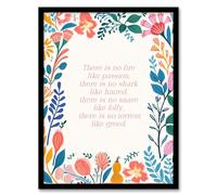 Artery8 No Fire Like Passion Buddhist Mindfulness Quote Floral Buddha Meditation Enlightenment Vihara Artwork Framed Wall Art Print A4