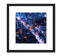 Artery8 Nolbert Tokyo Japan Time Lapse Lights Photo 8X8 Inch Square Wooden Framed Wall Art Print Picture with Mount in Black Artery8 Black