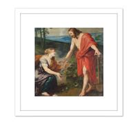 Artery8 Noli Me Tangere Christ Appears To Mary Magdalene 8X8 Inch Square Wooden Framed Wall Art Print Picture with Mount in White Artery8 White