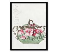 Artery8 Noritake Factory Framed Wall Art Vintage Sugar Bowl Poppy Design - A3 Size