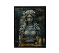 Artery8 Norse Shield Maiden Warrior Bust Framed Canvas Wall Art Print in Green | Size: W12" x H16" Artery8 Green W12" x H16"