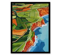 Artery8 North Yorkshire Coast Aerial View Design Framed Art Print in Green | Size: W12" x H16" Artery8 Green W12" x H16"