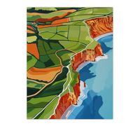 Artery8 North Yorkshire Coast Aerial View Design Wall Art Print in Green | Size: W24" x H32" Artery8 Green W24" x H32"