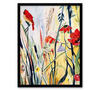 Artery8 Northen Cardinal Bird Watercolour Spring Flowers Framed Art Print | Size: A4 Artery8 Multicolor A4