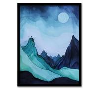 Artery8 Northen Lights Aurora Borealis Mountain View Living Room Artwork Framed Wall Art Print 18X24 Inch