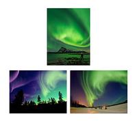 Artery8 Northern Lights Norway In Winter Set Of 3 Unframed Wall Art Prints Living Room Bedroom Aesthetic Aurora Borealis A4