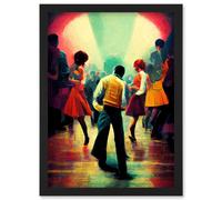 Artery8 Northern Soul Music Retro Sixties Artwork Framed Wall Art Print A4 in Black Artery8 Black