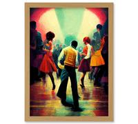 Artery8 Northern Soul Music Retro Sixties Artwork Framed Wall Art Print A4 in Light Oak Artery8 Light Oak