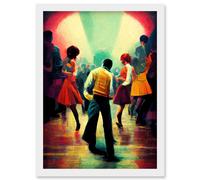 Artery8 Northern Soul Music Retro Sixties Artwork Framed Wall Art Print A4 in White Artery8 White