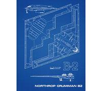 Artery8 Northrop B-2 Spirit Stealth Bomber Blueprint Plan Large XL Wall Art Canvas Print