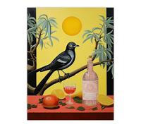 Artery8 Nostalgic Spirits Oil Painting Pink Tequila Sunrise Vintage Advertisement Kitchen Artwork with Mockingbird Large Wall Art Poster Print Thick Paper 18X24 Inch