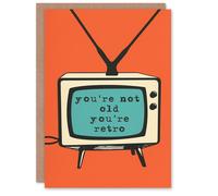 Not Old You Are Retro Telly Fun Funny Design Birthday Card Artery8 Orange One Size