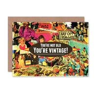 Artery8 Not Old You Are Vintage Colourful Collage Birthday Card Artery8 Multicolor