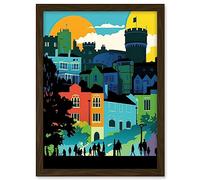 Artery8 Nottingham City Abstract Multicoloured Cityscape Artwork Framed A3 Wall Art Print
