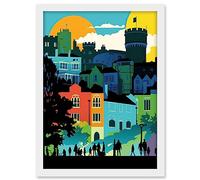 Artery8 Nottingham City Abstract Multicoloured Cityscape Artwork Framed A3 Wall Art Print