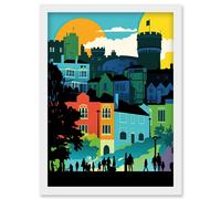 Nottingham City Abstract Multicoloured Cityscape Artwork Framed Wall Art Print A4 Artery8 White One Size