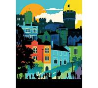 Artery8 Nottingham City Abstract Multicoloured Cityscape Extra Large XL Wall Art Poster Print