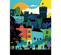 Artery8 Nottingham City Abstract Multicoloured Cityscape Large Wall Art Poster Print Thick Paper 18X24 Inch