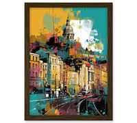 Artery8 Nottingham City Modern Multicoloured Cityscape Artwork Framed A3 Wall Art Print
