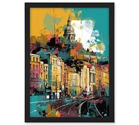 Artery8 Nottingham City Modern Multicoloured Cityscape Artwork Framed A3 Wall Art Print