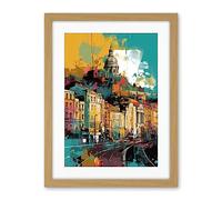 Artery8 Nottingham City Modern Multicoloured Cityscape Artwork Framed Wall Art Print 18X24 Inch