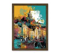 Artery8 Nottingham City Modern Multicoloured Cityscape Artwork Framed Wall Art Print 18X24 Inch