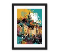 Artery8 Nottingham City Modern Multicoloured Cityscape Artwork Framed Wall Art Print 18X24 Inch