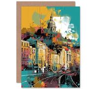 Artery8 Nottingham City Modern Multicoloured Cityscape Travel Birthday Sealed Greeting Card Plus Envelope Blank inside