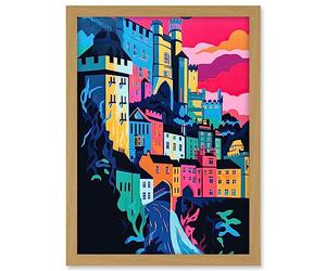 Artery8 Nottingham City Vibrant Abstract Pop Art Cityscape Artwork Framed A3 Wall Art Print