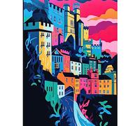 Artery8 Nottingham City Vibrant Abstract Pop Art Cityscape Large Wall Art Poster Print Thick Paper 18X24 Inch