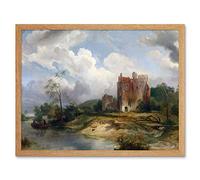 Artery8 Nuijen River Landscape With Ruin Painting Art Print Framed Poster Wall Decor 12x16 inch