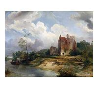 Artery8 Nuijen River Landscape With Ruin Painting Unframed Wall Art Print Poster Home Decor Premium