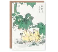 Artery8 Numata Kashu Art Card Baby Chicks Under Vine Japanese