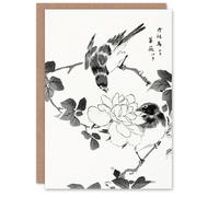Artery8 Numata Kashu Art Card Blue Robin and Rose Flower Japanese