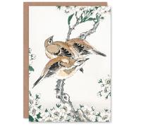 Artery8 Numata Kashu Art Card Meadow Bunting and Pear Tree Flowers