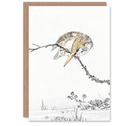 Artery8 Numata Kashu Art Card Pied Kingfisher Drawing Japanese