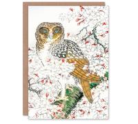 Artery8 Numata Kashu Art Card Short Eared Owl on Cherry Blossom Tree