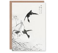 Artery8 Numata Kashu Art Card Tufted Duck and Reed Flower Japanese