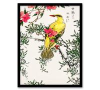 Artery8 Numata Kashu Framed Wall Art Bush Warbler & Drooping Peach Tree | Size: A4 Artery8 Multicolor A4