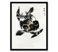 Artery8 Numata Kashu Framed Wall Art Jungle Nightjar Bird Fight Japan - A3 Size
