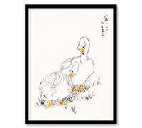Artery8 Numata Kashu Framed Wall Art Print Two White Geese Japan | Size: A3 Artery8 Multicolor A3